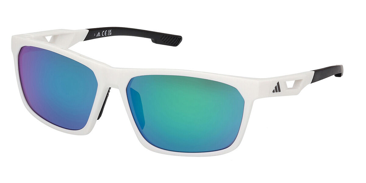 Adidas Sport SP0101 21Q, White frame, Green Mirror lenses