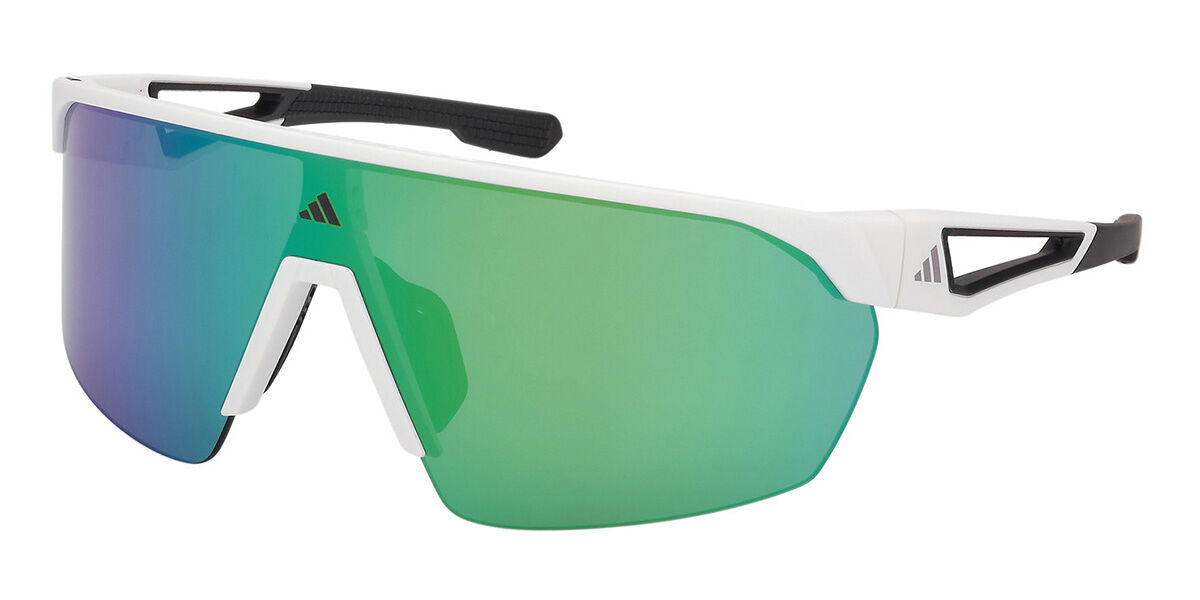 Adidas Sport SP0103 21Q, White frame, Green Mirror lenses