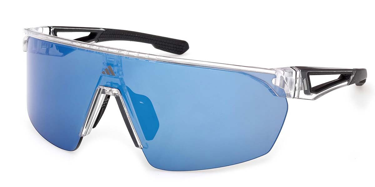 Adidas Sport SP0103 26X, Clear frame, Blue Mirror lenses