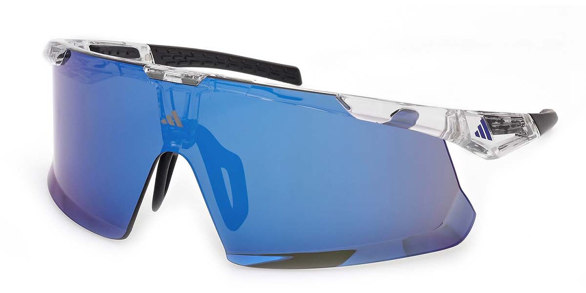 Adidas Sport SP0106 26X, Clear frame, Blue Mirror lenses