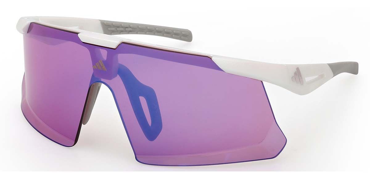 Adidas Sport SP0107 21Z, White frame, Violet Mirror lenses