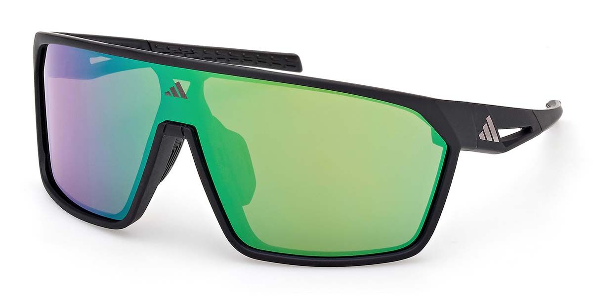 Adidas Sport SP0108 02Q, Black frame, Green Mirror lenses