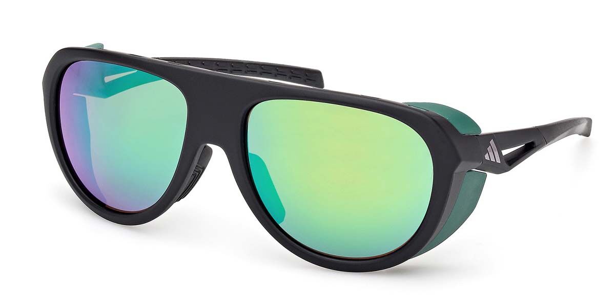 Adidas Sport SP0110 02Q, Black frame, Green Mirror lenses