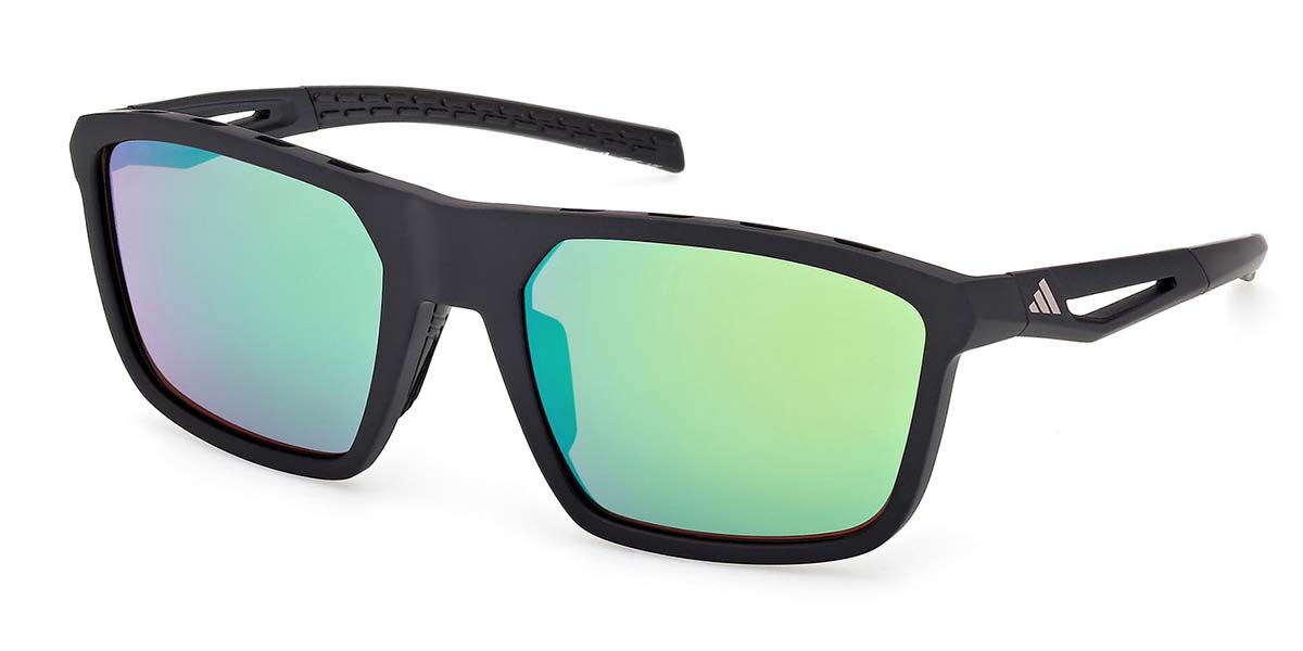 Adidas Sport SP0111 02Q, Black frame, Green Mirror lenses