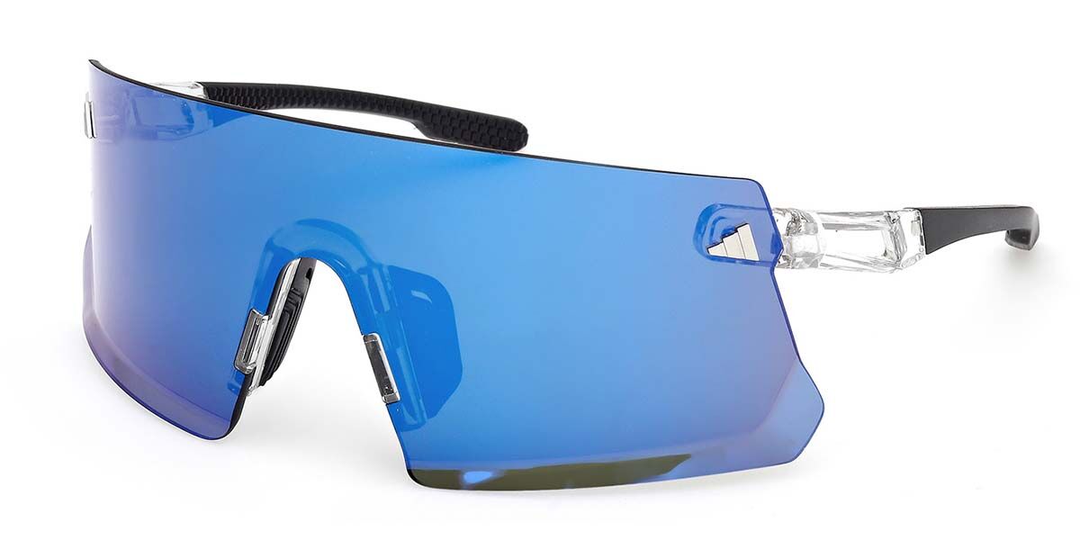 Adidas Sport SP0113 26X, Clear frame, Blue Mirror lenses