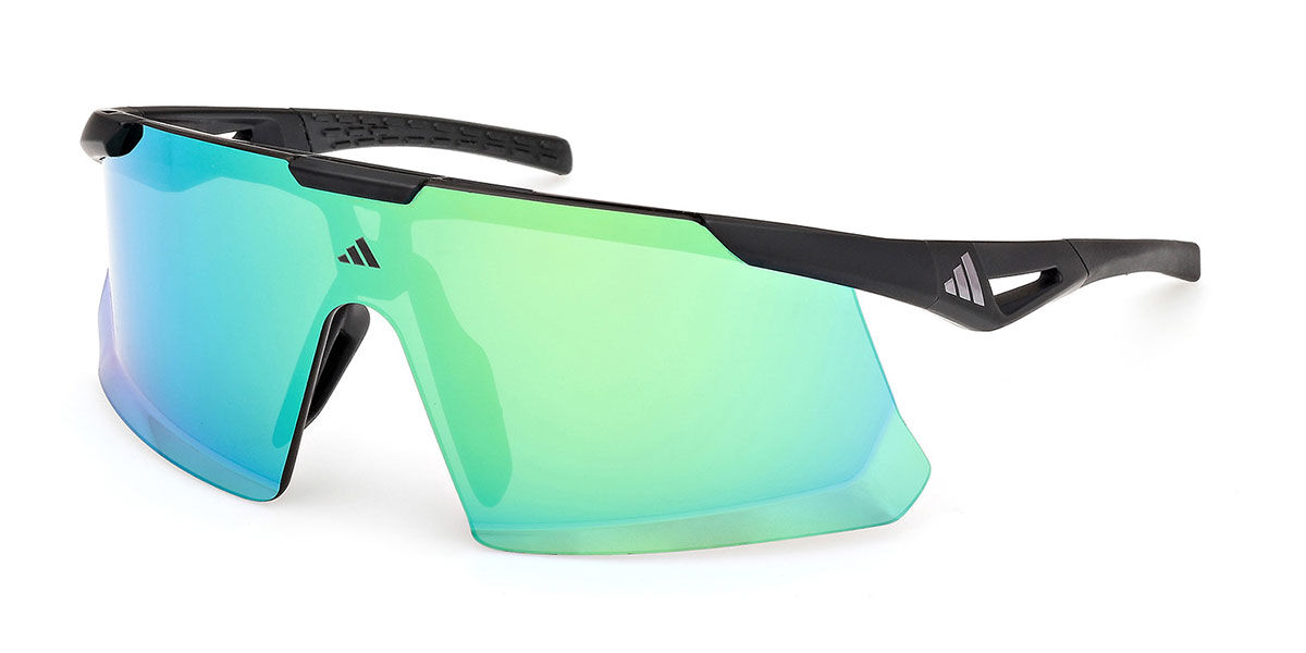 Adidas Sport SP0107 02Q, Black frame, Green Mirror lenses