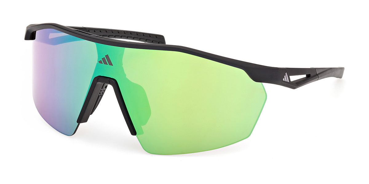 Adidas Sport SP0115 02Q, Black frame, Green Mirror lenses