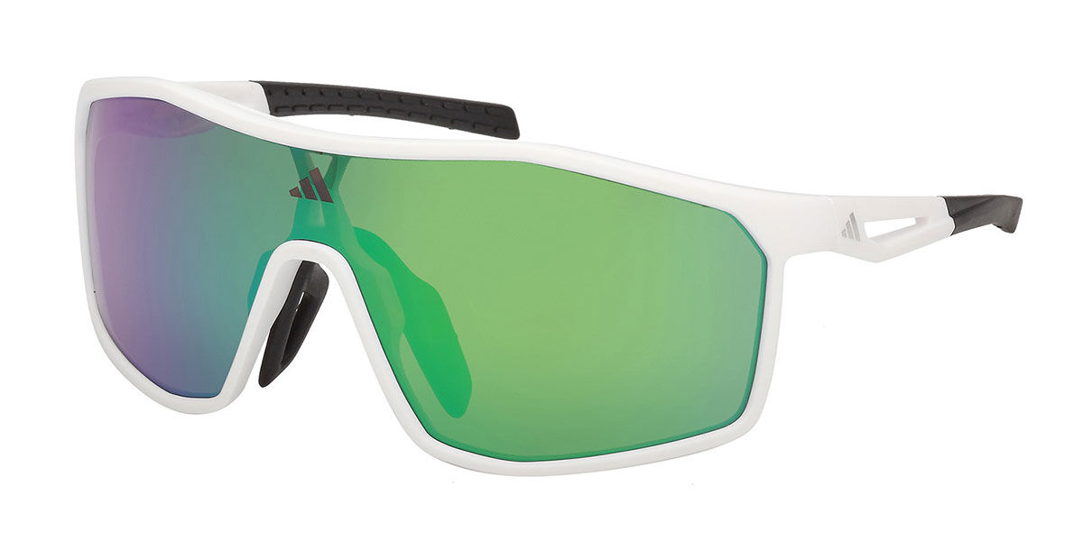 Adidas Sport SP0117 21Q, White frame, Green Mirror lenses