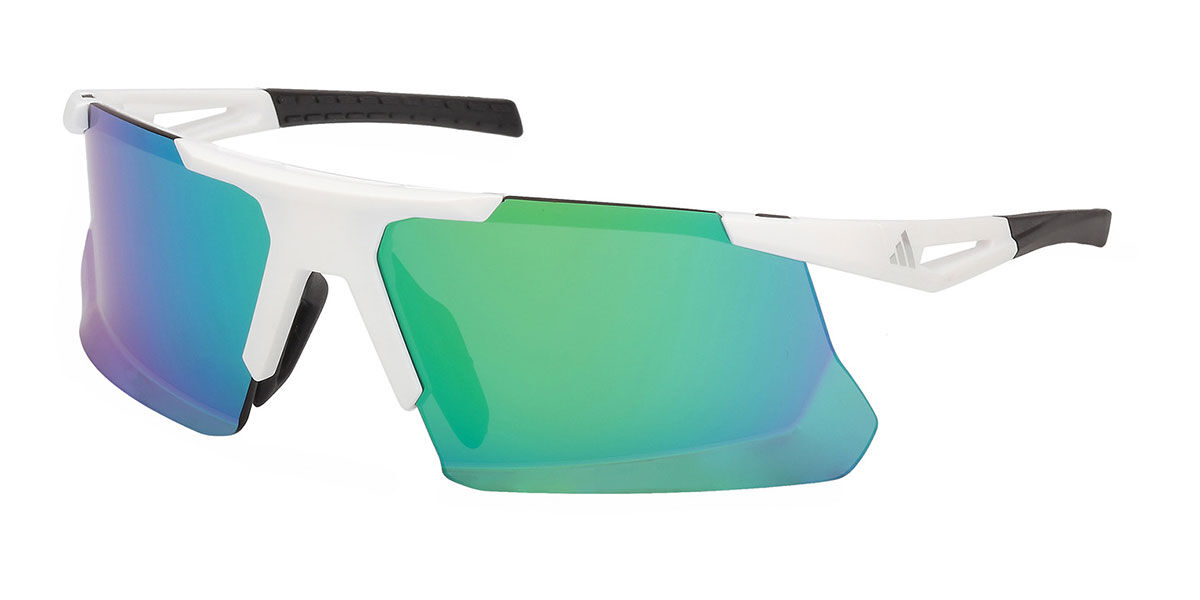 Adidas Sport SP0119 21Q, White frame, Green Mirror lenses