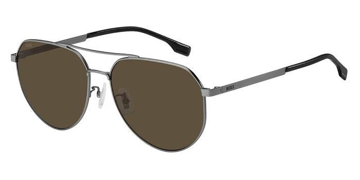 BOSS Boss 1473/F/SK Asian Fit R80/SP, Silver frame, Brown lenses
