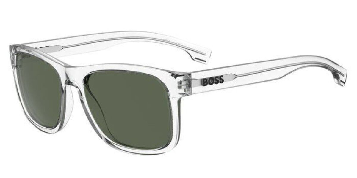 BOSS Boss 1568/S 900/QT, Clear frame, Solid Dark Green lenses