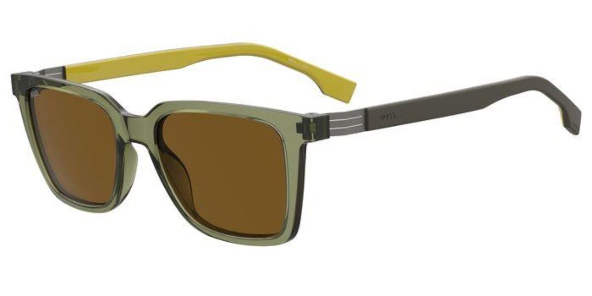 BOSS Boss 1574/S GP7/70, Green frame, Solid Dark Brown lenses