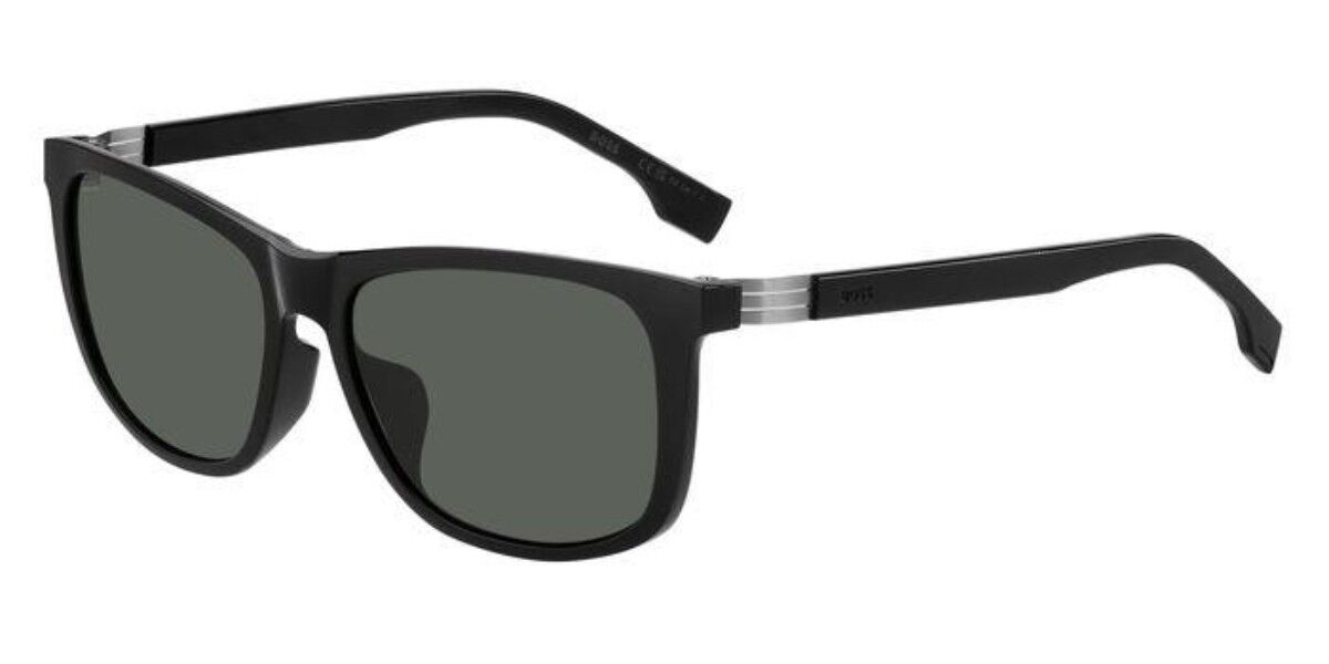 BOSS Boss 1617/F/S Asian Fit Polarized 807/UC, Black frame, Solid Green lenses