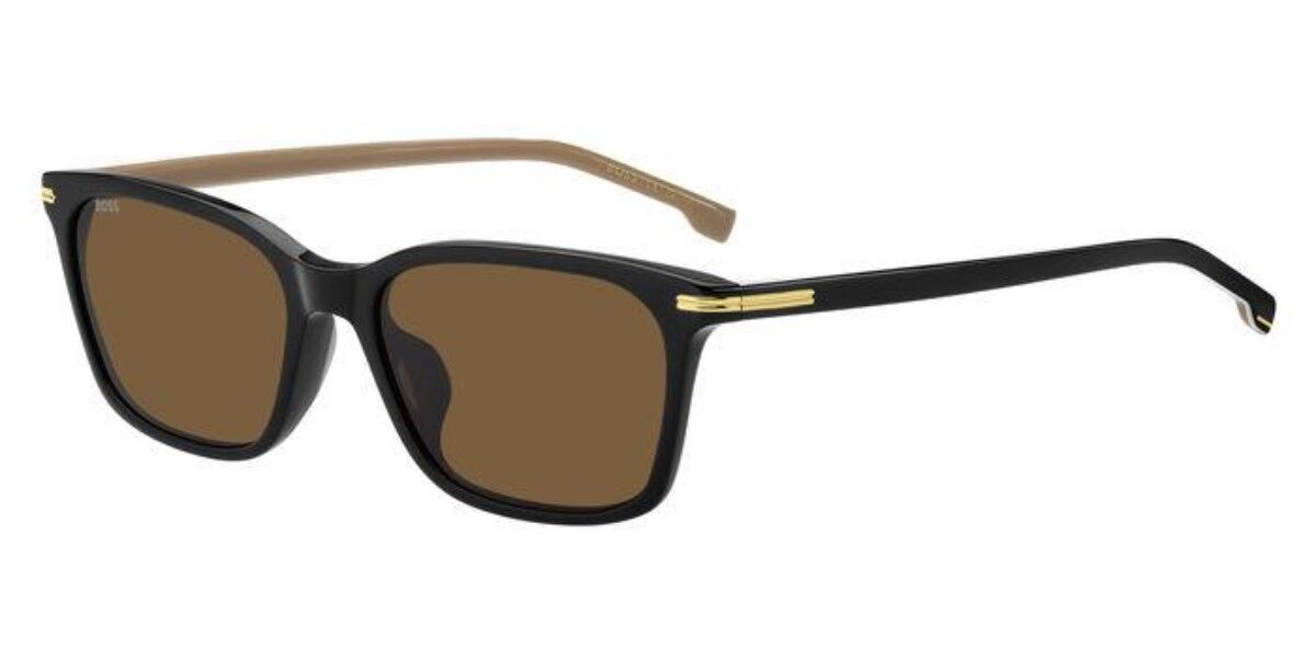 BOSS Boss 1669/F/SK Asian Fit 807/70, Black frame, Solid Dark Brown lenses