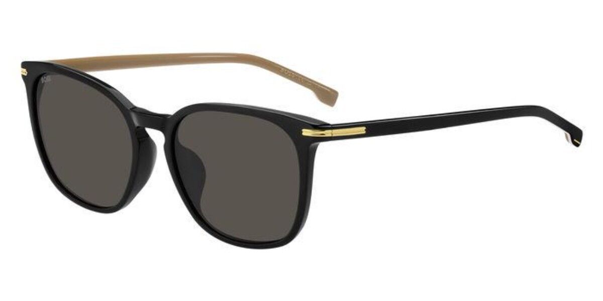 BOSS Boss 1668/F/SK Asian Fit 807/IR, Black frame, Solid Dark Grey lenses
