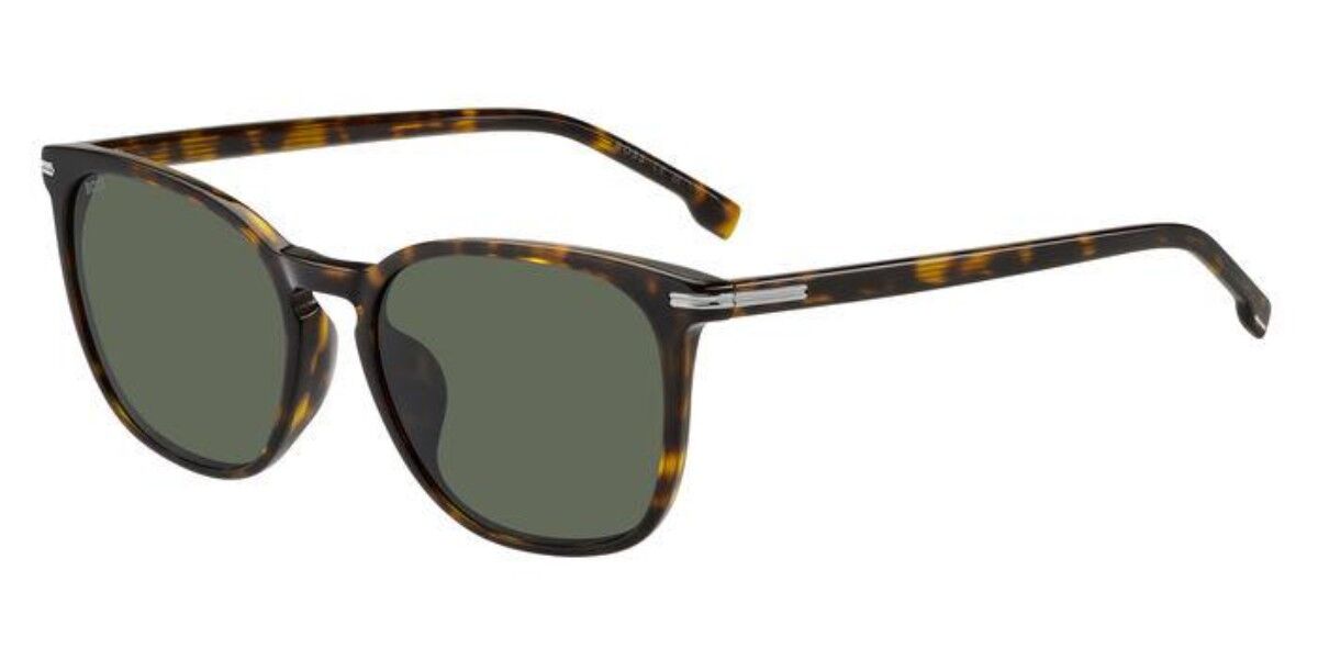 BOSS Boss 1668/F/SK Asian Fit 086/QT, Tortoiseshell frame, Solid Mud Green lenses