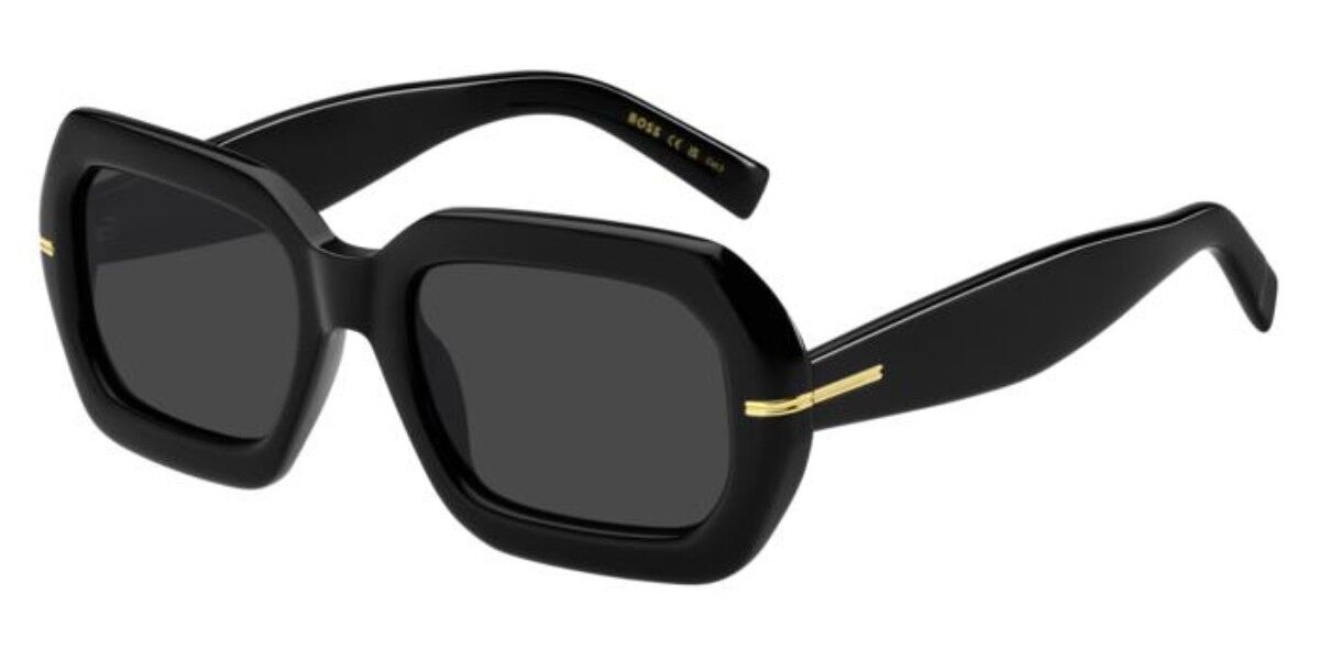 BOSS 1732/G/S Asian Fit 807/IR, Black frame, Solid Dark Grey lenses
