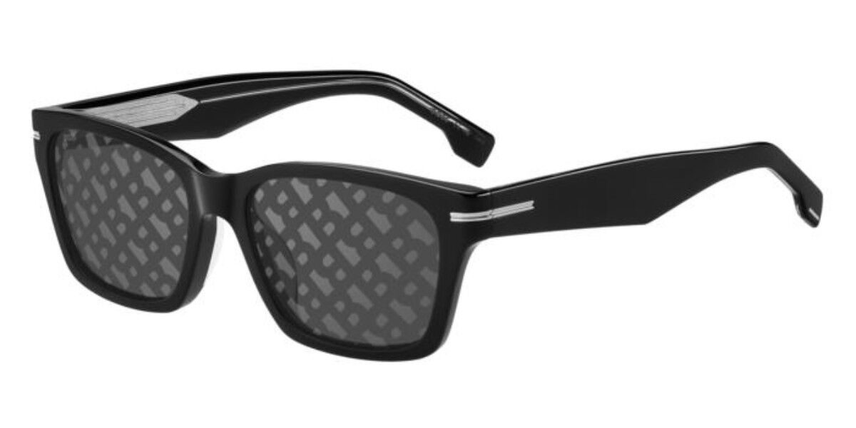 BOSS 1739/F/SK Asian Fit 807/MD, Black frame, Dark Grey Top Linear Silver Mirror lenses