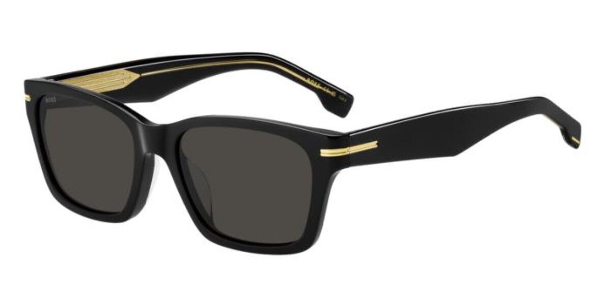 BOSS 1739/F/SK Asian Fit 807/IR, Black frame, Solid Dark Grey lenses