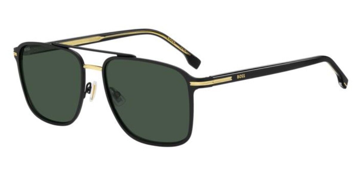 BOSS 1748/S I46/QT, Black frame, Solid Dark Green lenses