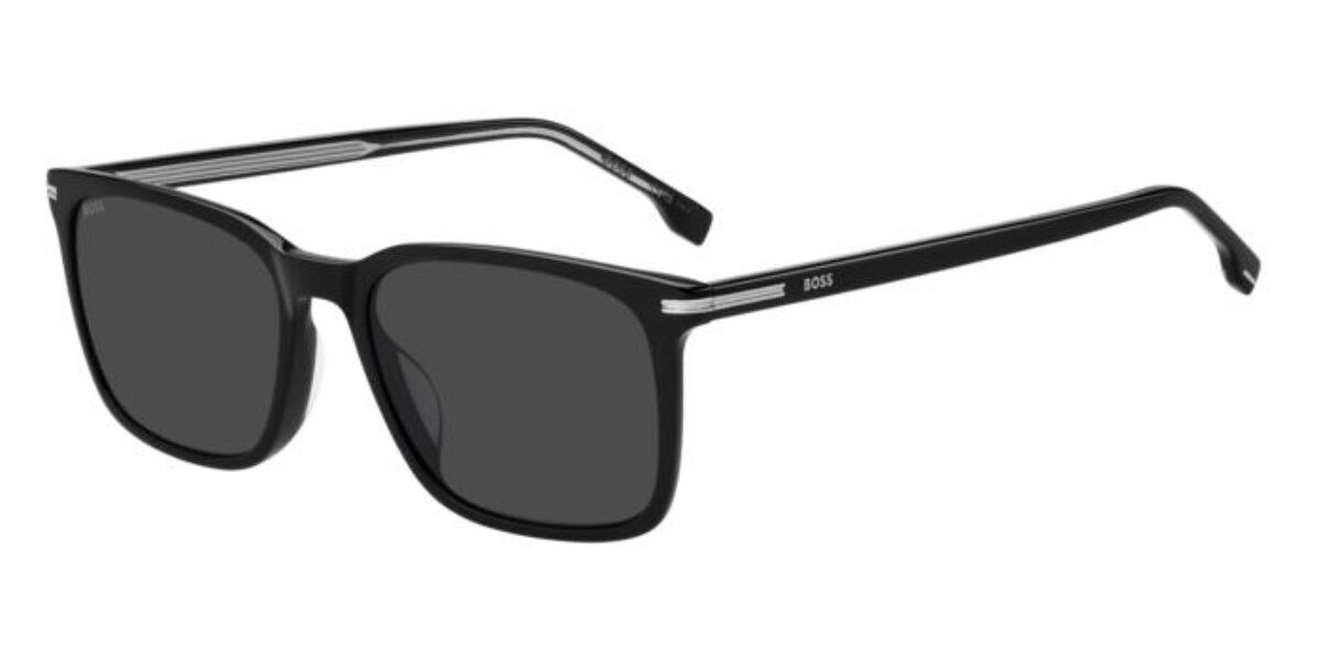 BOSS 1749/G/S Asian Fit 807/IR, Black frame, Solid Dark Grey lenses