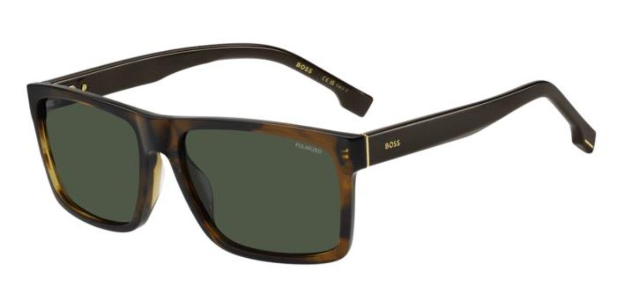 BOSS 1760/G/S Asian Fit Polarized EX4/UC, Brown frame, Solid Dark Green lenses