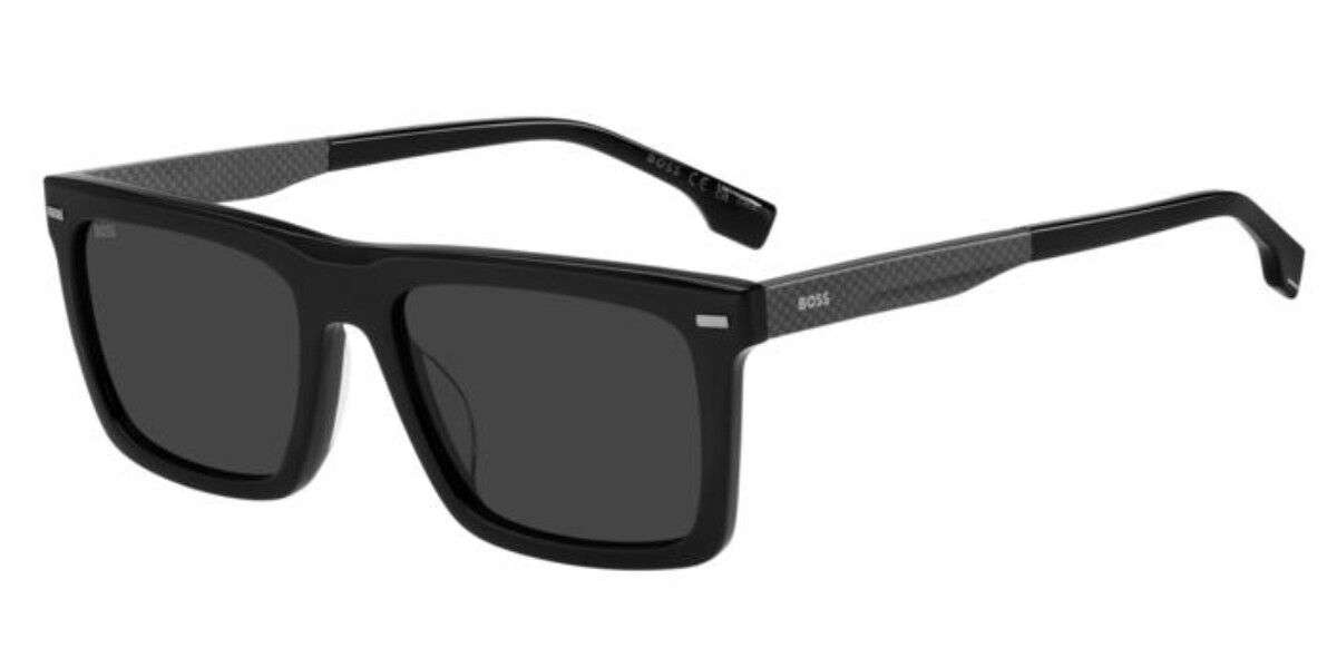 BOSS 1765/G/S Asian Fit 807/IR, Black frame, Solid Dark Grey lenses