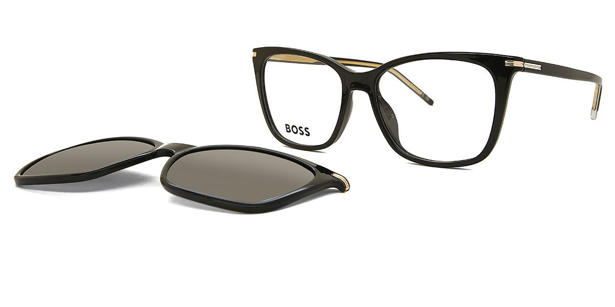 BOSS 1787/G/C with Clip-On Asian Fit 807/LB, Black frame