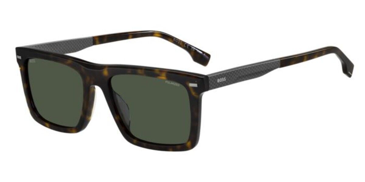BOSS 1765/G/S Asian Fit Polarized 086/UC, Tortoiseshell frame, Solid Dark Green lenses