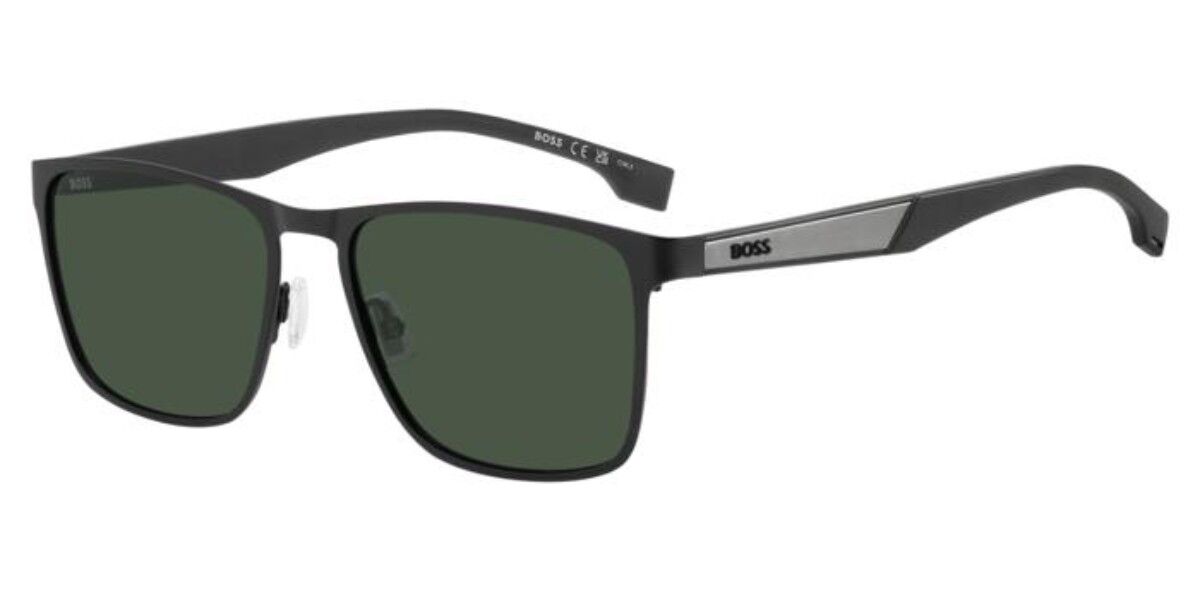 BOSS 1826/S 003/QT, Black frame, Solid Dark Green lenses