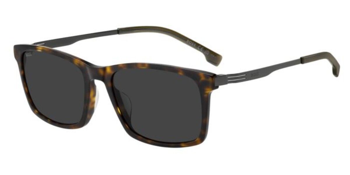 BOSS 1836/G/S Asian Fit 086/IR, Tortoiseshell frame, Solid Dark Grey lenses