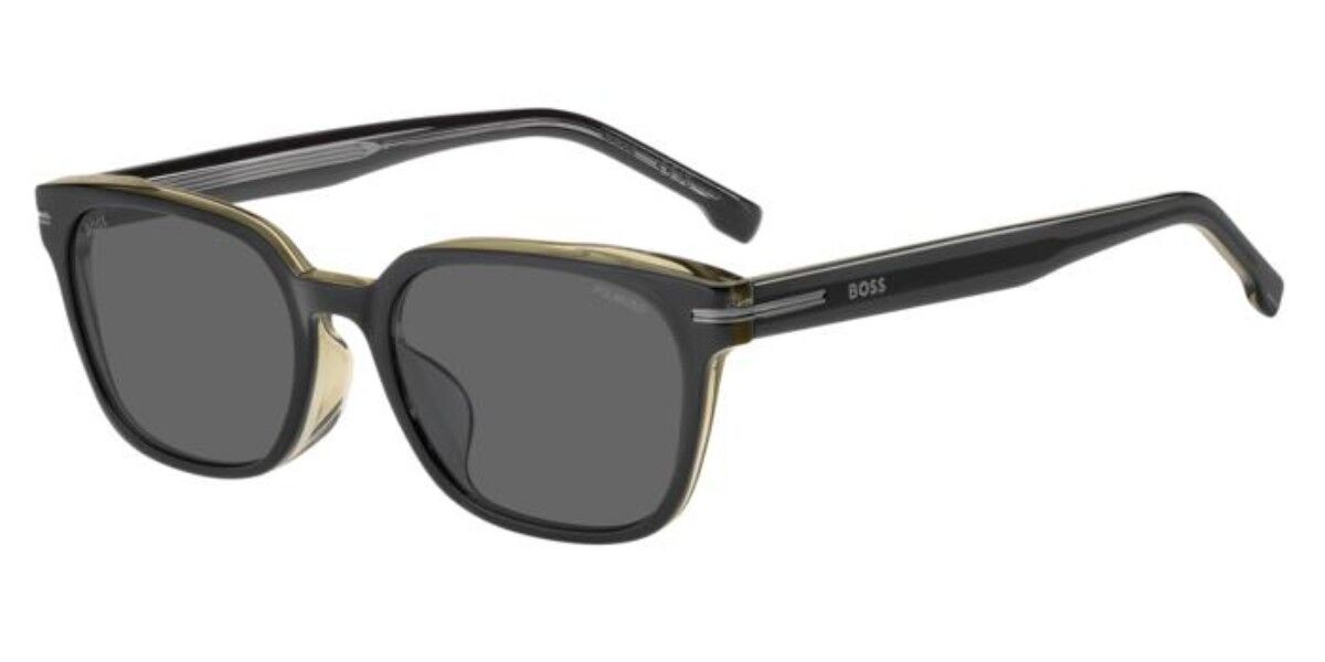 BOSS 1869/F/S Asian Fit Polarized YQL/M9, Grey frame, Solid Dark Grey lenses