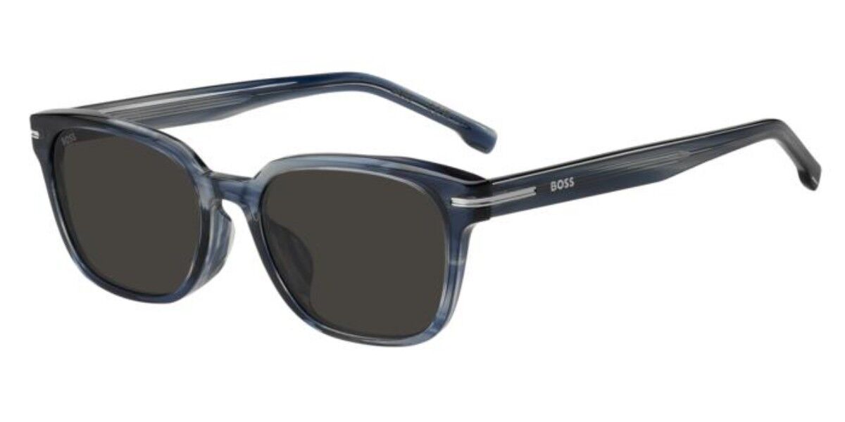 BOSS 1869/F/S Asian Fit 2W8/IR, Blue frame, Solid Dark Grey lenses
