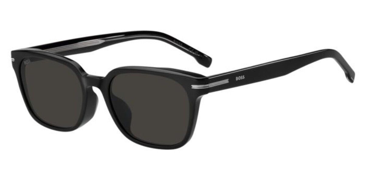 BOSS 1869/F/S Asian Fit 807/IR, Black frame, Solid Dark Grey lenses