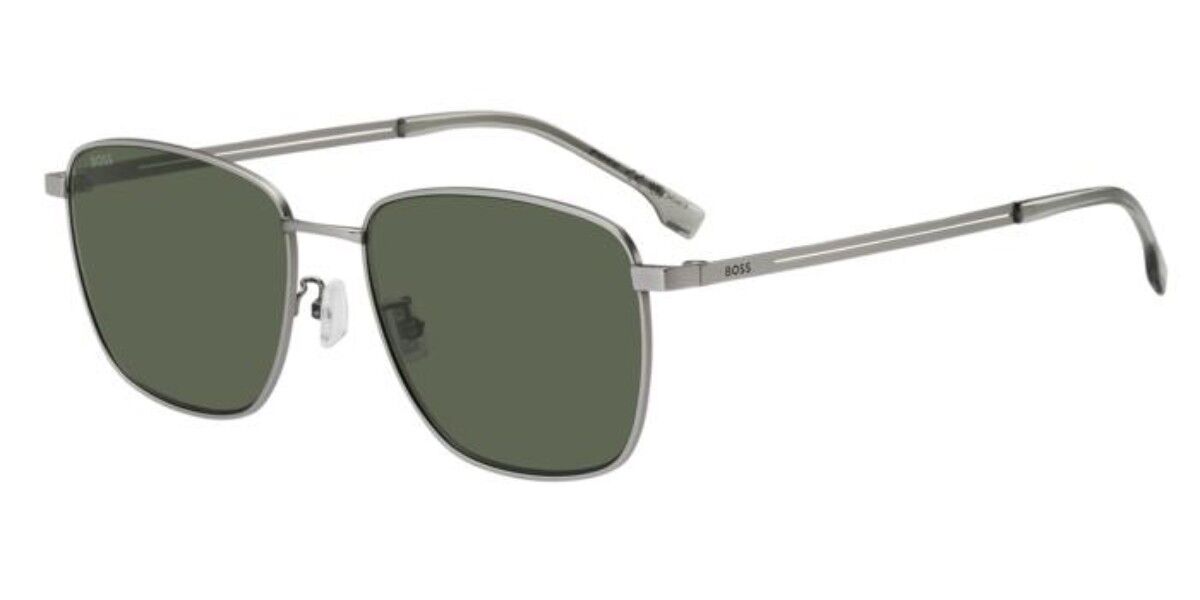 BOSS 1870/F/S Asian Fit R81/QT, Silver frame, Solid Dark Green lenses