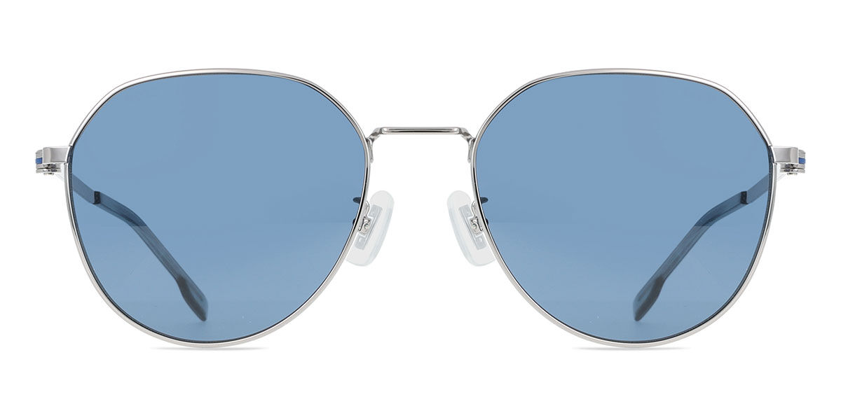 BOSS Boss 1471/F/SK Asian Fit 6LB/KU, Silver frame, Blue lenses