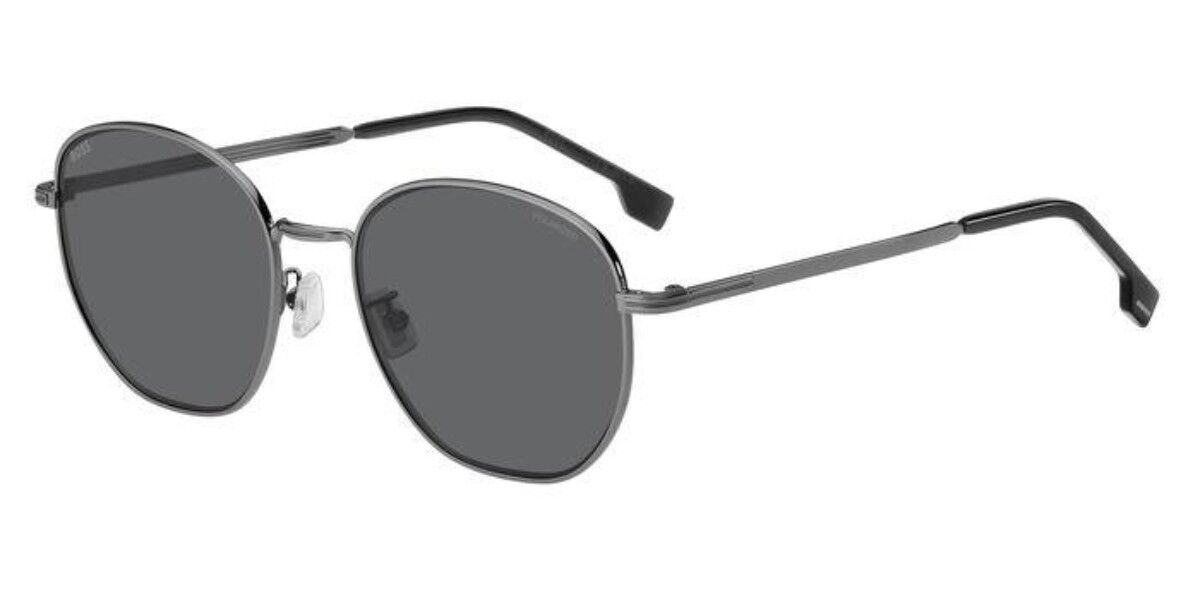 BOSS Boss 1671/F/SK Asian Fit Polarized KJ1/M9, Silver frame, Solid Dark Grey lenses
