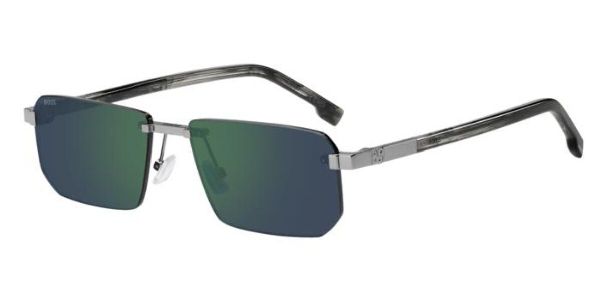 BOSS 1918/S 6LB/MT, Silver frame, Green Mirror lenses