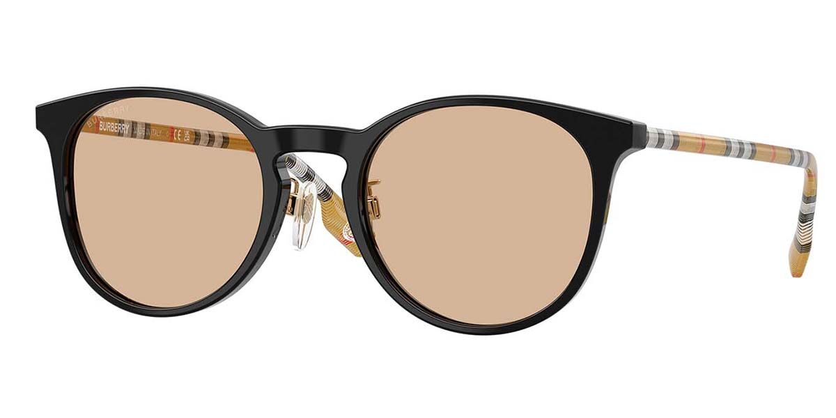 Burberry BE4380D Asian Fit 385373, Black frame, Light Brown lenses