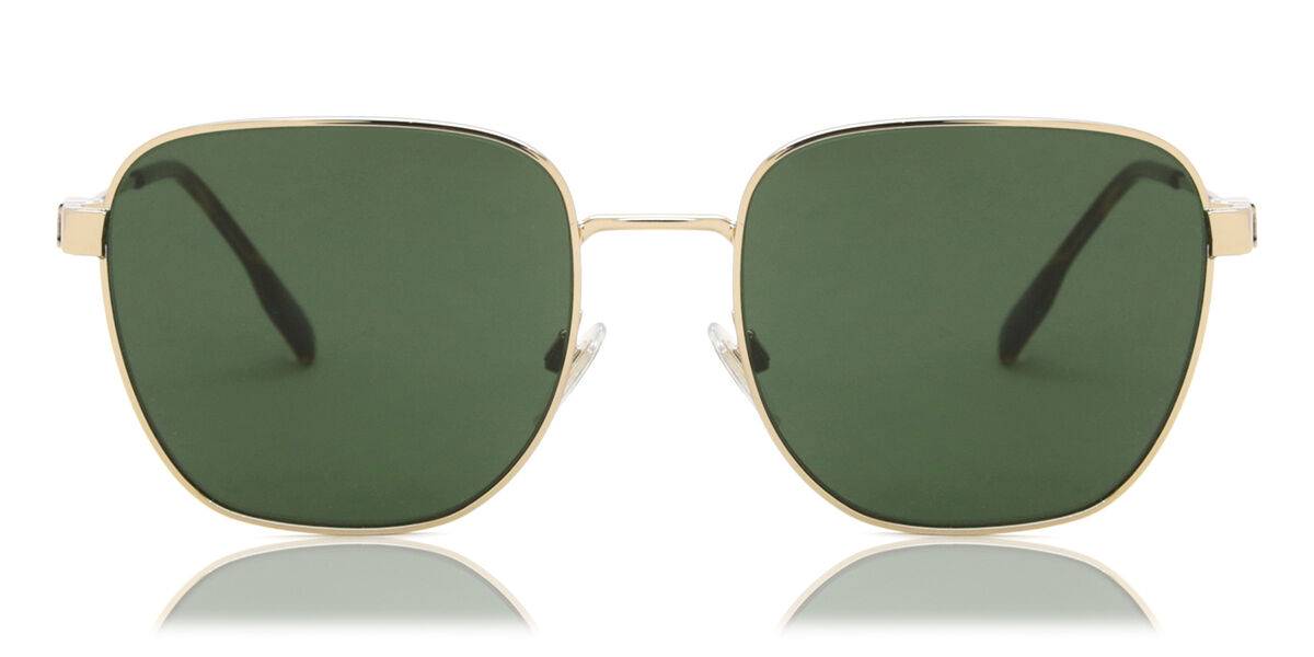 Burberry BE3142 DREW Asian Fit 110971, Gold frame, Green lenses
