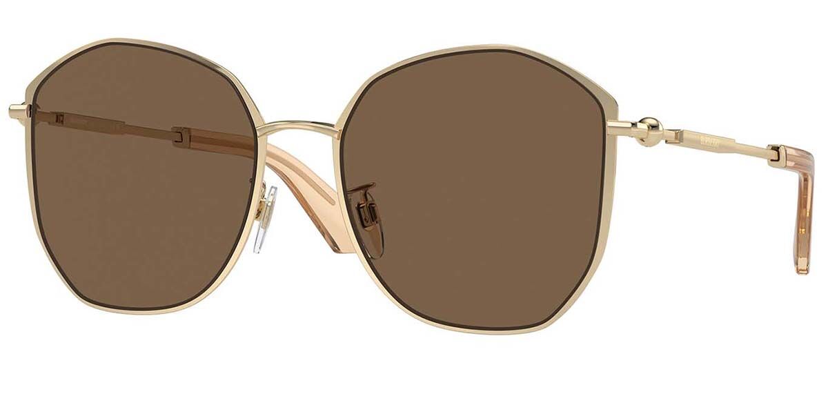 Burberry BE3153D Asian Fit 110973, Gold frame, Dark Brown lenses