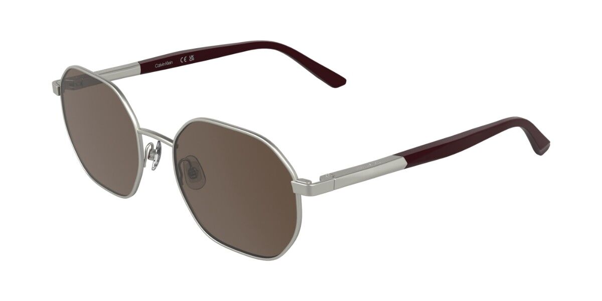Calvin Klein CK25110S 045, Silver frame, Solid Dark Brown lenses