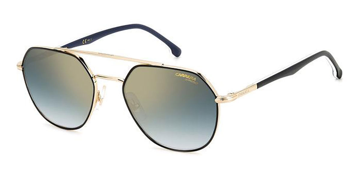 Carrera 303/S 2M2/1V, Gold frame, Gold Blue Mirror lenses