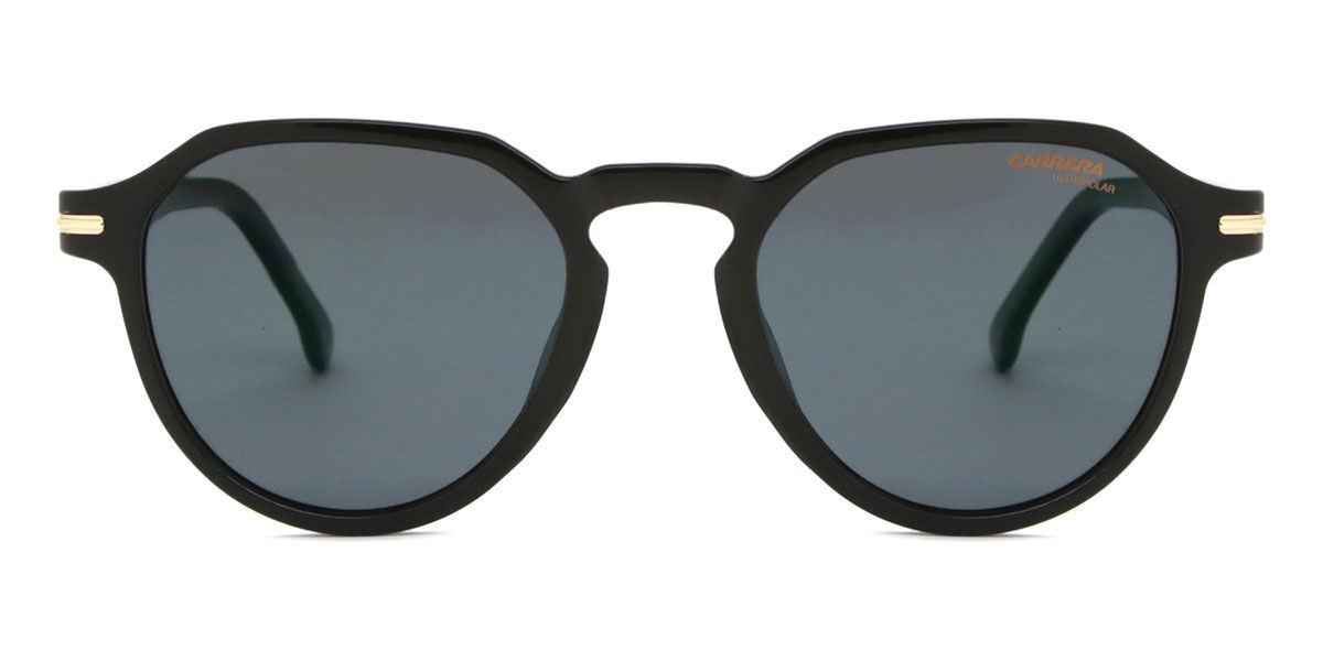 Carrera 314/S Polarized 807/Q3, Black frame, Grey Green Mirror lenses