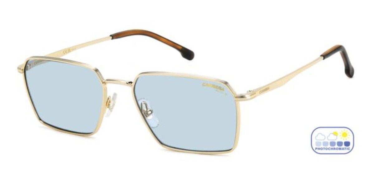 Carrera 356/S RHL/QZ, Gold frame, Solid Azure Blue Photochromic lenses