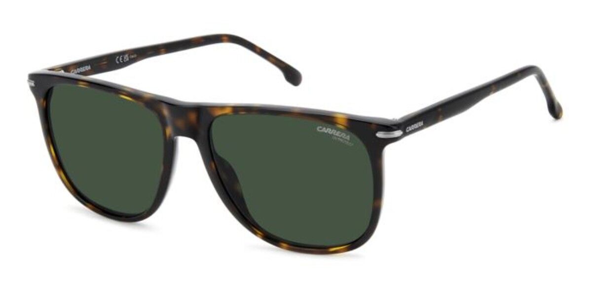 Carrera 349/S 086/QT, Tortoiseshell frame, Solid Dark Green lenses