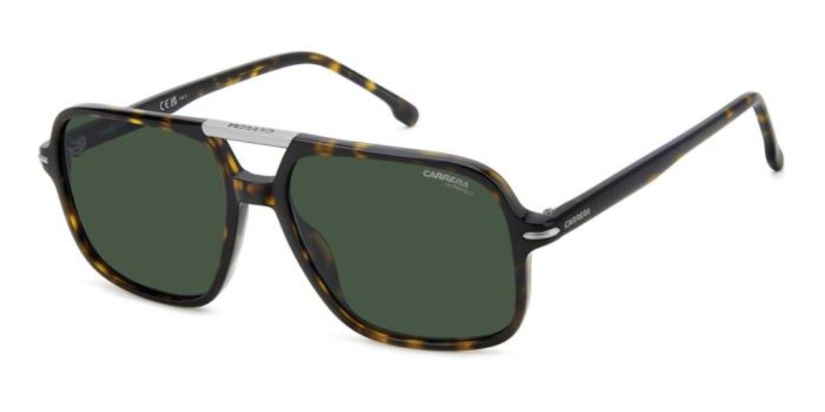 Carrera 350/S 086/QT, Tortoiseshell frame, Solid Dark Green lenses