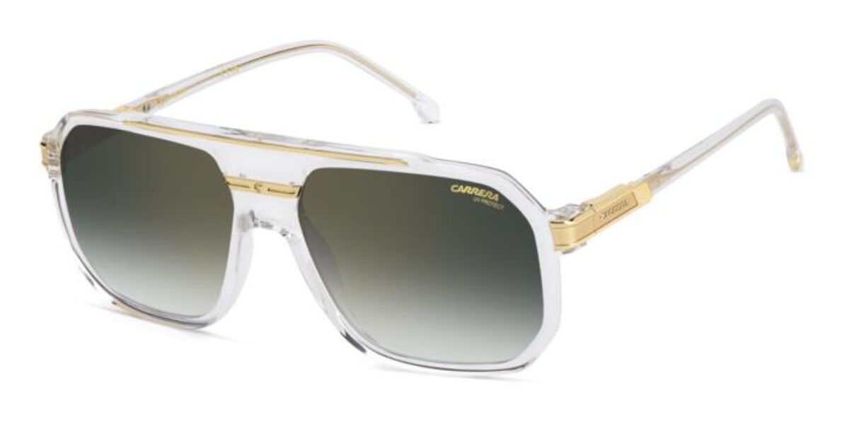 Carrera 1077/S REJ/D6, Clear frame, Gradient Green Gold Full Mirror lenses