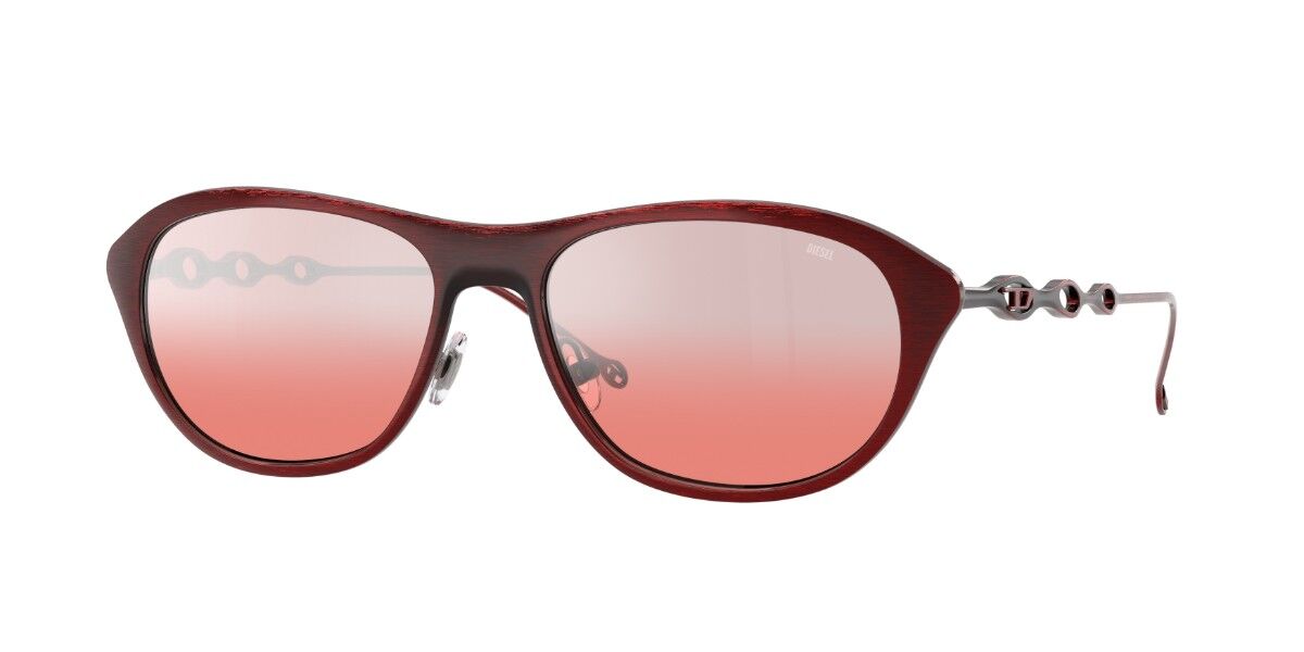 Diesel DL1011 10267E, Burgundy frame, Solid Gradient Red Mirror lenses