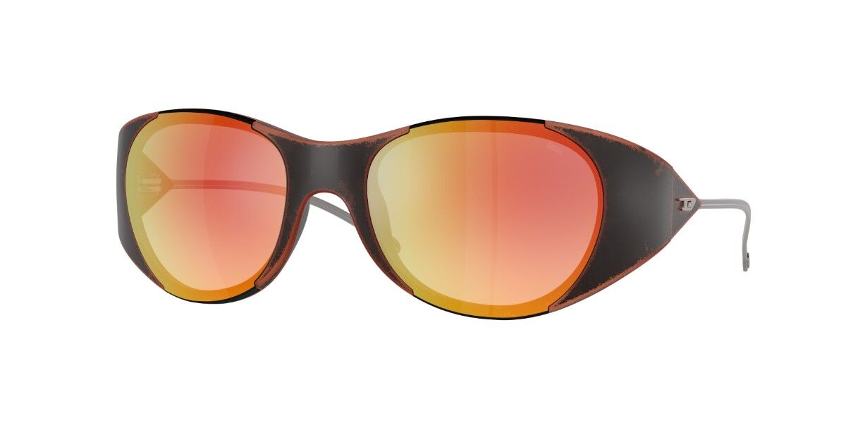 Diesel DL3003 508/B6, Black frame, Gradient Brown Green Full Multilayer Red Mirror lenses